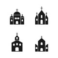 Church icon set. Church outline black symbol. Holy place silhouette building sign collection Royalty Free Stock Photo
